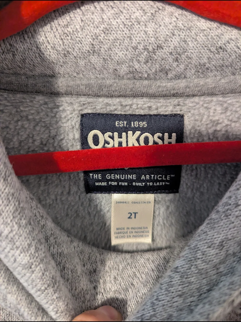 OshKosh B'gosh Heather Gray Shawl-Collar Pullover Hoodie